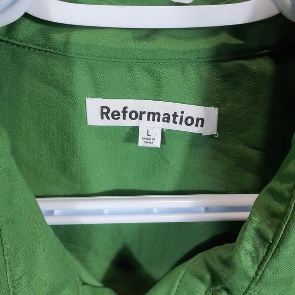 Reformation Classic Green Mariette Size L Dress - Picture 4 of 5